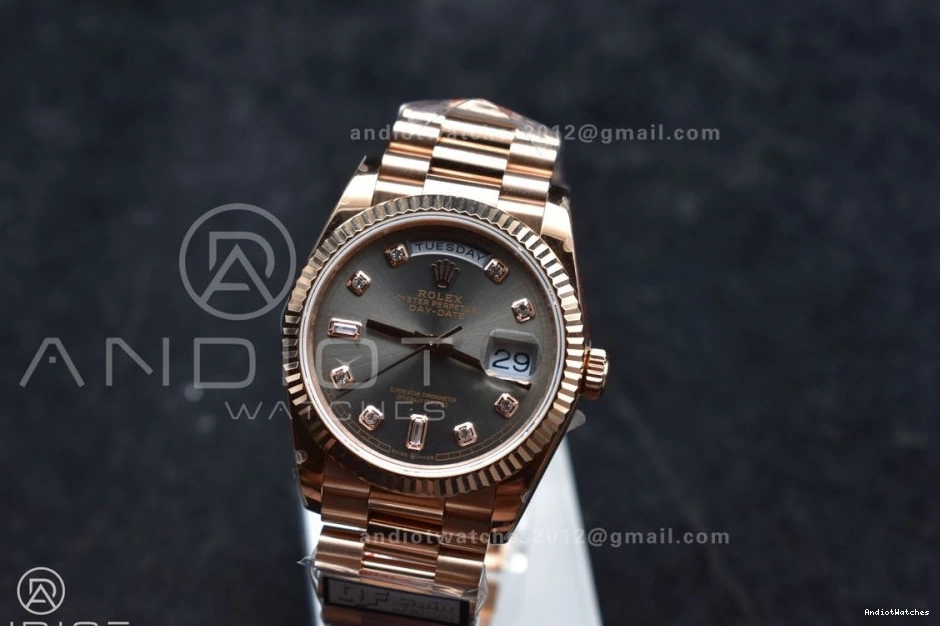 RG 904L Bracelet Weight) QF Edition Steel Original V5 (Gain Square Diamond Grey DayDate 36 President with 671 vr3255 on Dial Best 0208